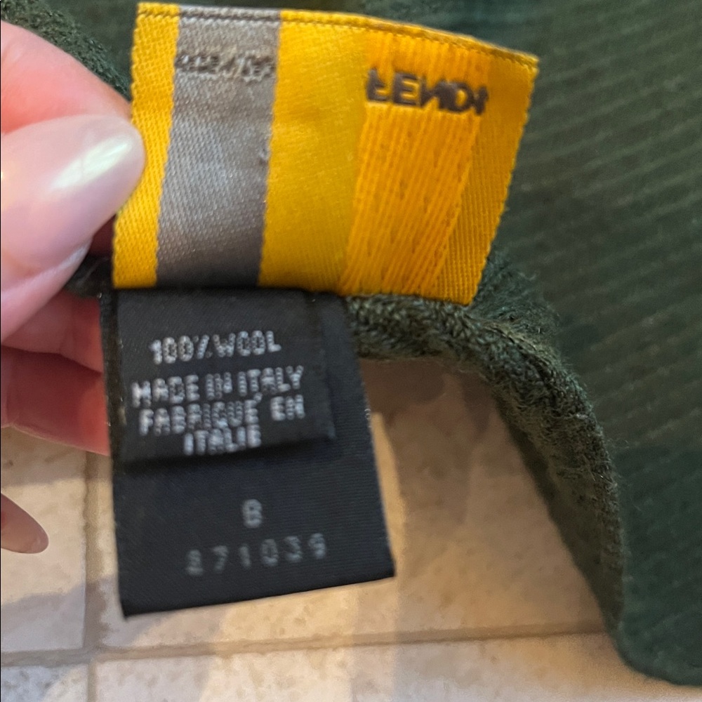 Vintage Fendi Dark Green w/Orange FF logo Wool Scarf - Picture 4 of 5